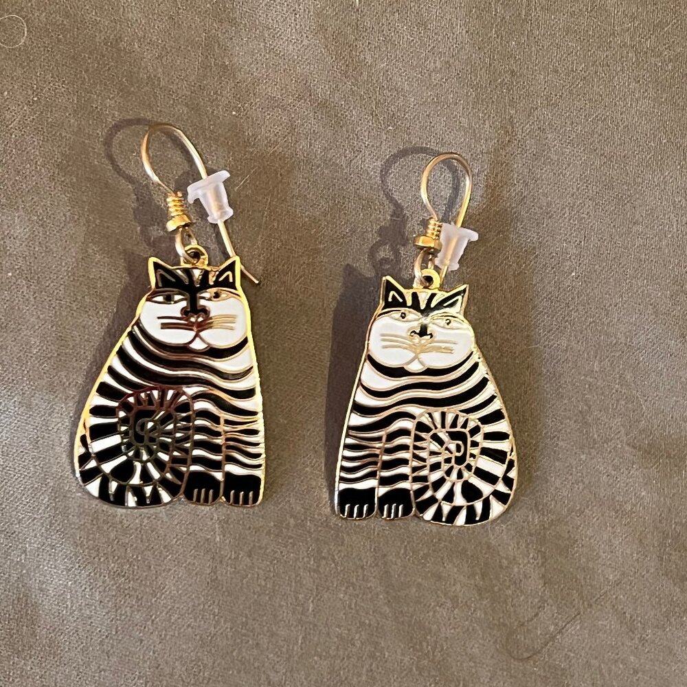 Vintage Laurel Burch "Shambala" Cat Earrings